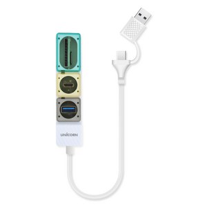 유니콘 Gen2 USB3.2 멀티 USB허브 TF SD카드리더기 RHC-300C, 블루, 1개