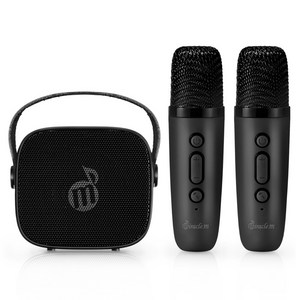 미라클엠 무선 듀얼 블루투스 마이크 2p + 스피커 세트, M52S, 블랙