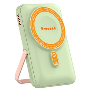 아이시 3in1 대용량 쿨링 맥세이프 터보 냉각팬 거치대 무선고속충전 보조배터리 10000mAh, 그린