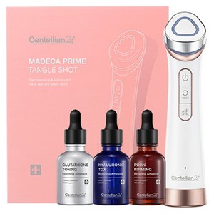 센텔리안24 마데카 프라임 탱글 샷 피부 미용기기 + 부스팅 앰플 3종 세트, 코랄(마사지기)