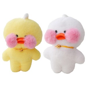 아이끌레 베베 오리 인형 키링 2종 세트, 화이트, 옐로우, 1세트, 13cm