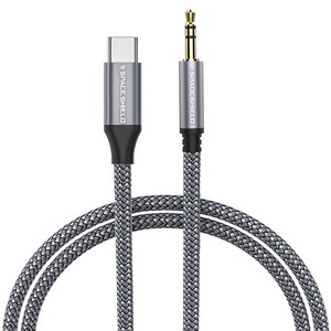 스페이스쉴드 3.5mm 3극 AUX to USB-C타입 이어폰 오디오 연장 케이블, 그레이, 1개, 1m
