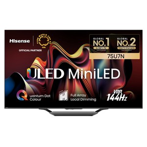 HISENSE 4K ULED Mini LED 스마트TV, 191cm(75인치), 75U7N, 스탠드형, 방문설치