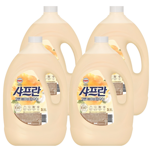 샤프란 코튼 섬유유연제 베이비파우더 플러스 본품, 3.1L, 4개