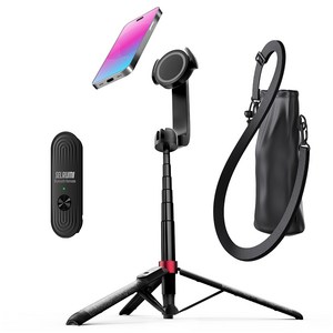 셀루미 N52 맥스트롱 맥세이프 셀카봉 삼각대 130cm, SEL-MGS1350M, 블랙 + 레드, 1개