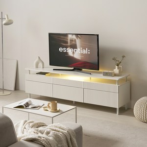 파로마 루크 선반 LED TV 템바보드 거실장 1800 방문설치, 화이트