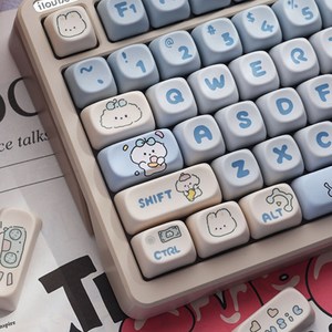 스마일준 밴드 멍멍이 PBT 영문 키캡 139키 MOA 높이 기계식 키보드용, 혼합, 밴드 멍멍이 키캡