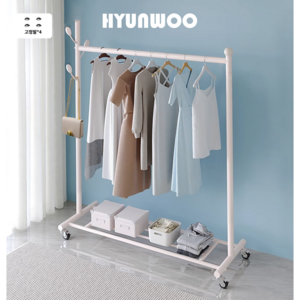 HYUNWOO업그레이드 이동식 행거 다용도 플로어 행거, 흰색 옷걸이