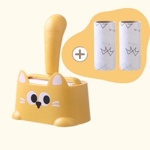 냥냥클리너 옐로우 돌돌이 사선컷팅 테이프클리너 핸들 먼지제거테이프 롤크리너, 1세트