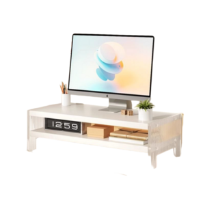 온메이드 데스크 우드 모니터 받침대 2단 MD-10, 크림화이트