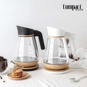 컴팩트홈 내열유리 인테리어 우드 전기포트 1.5L, 블랙