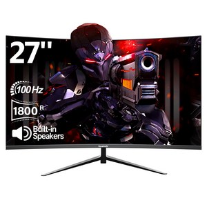 27인치 FHD 100Hz 1800R 커브드 사무용 모니터 스피커 내장, 1920*1080 100HZ, 70cm