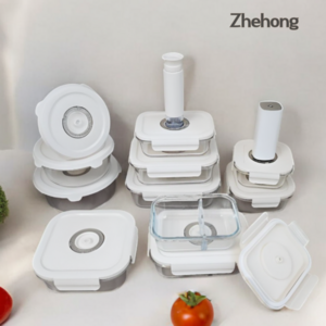 Zhehong 내열 유리 진공 밀폐용기, 1세트, 13+10 메가팩