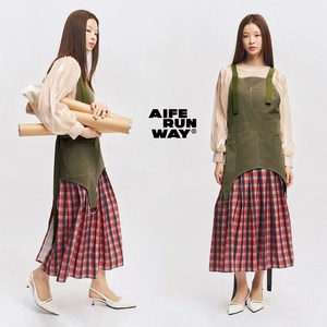 에이프런웨이 스칼렛체크 카키 앞치마 방수 미용앞치마 카페 공방 apron, 1개