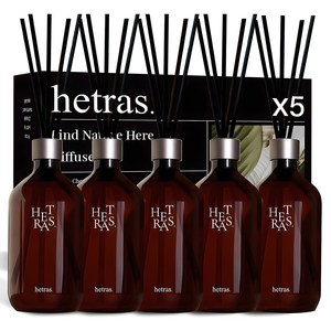 헤트라스 프리미엄 대용량 디퓨저 선물세트, 블랙세트, 500ml, 5개