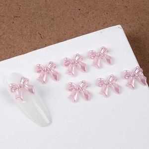 블링 진주빛 핑크 리본 네일파츠 10개입 JS, 옐로우(10ea), 10개