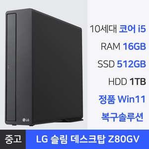 엘지전자 중고컴퓨터 슬림 데스크탑 Z80GV 코어 i5 10세대 본체 정품 윈도우 1년 무상AS, WIN11 Pro, 1.5TB, 16GB, 블랙