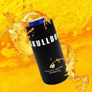 스컬독 캔 쿨러 홀더 아이싱기 아이스 칠러 맥주캔 커버 음료 보냉백 스텐, 블랙, 500ml