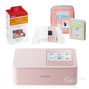 캐논 셀피 CP1500 + 인화지 108매 + 잉크 + 가젠파우치(포켓형) + 한정판패키지, 핑크
