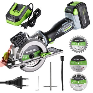 W125231VK| WORKPRO 20V 무선 미니 원형 톱 4500RPM 충전식 절단기 전동 전기톱 목공구, 1세트