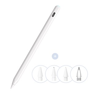 무무펜슬dual 아이패드 전용 스마트 터치펜 usb-c 유선충전 무선충전 추가 펜촉4개포함, 1개, 화이트