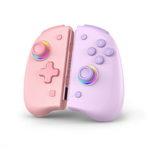 이이네 캔디 팝 무선 조이콘 터보&매핑 설정 RGB 라이트 Nintendo Switch/OLED/Lite와 호환 게임 컨트롤러, 3세트, 핑크+퍼플