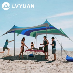 루앤 비치텐트 UV차단 그늘막 타프 간단설치 여름 필수품, 블루 5-6인용 300*300cm