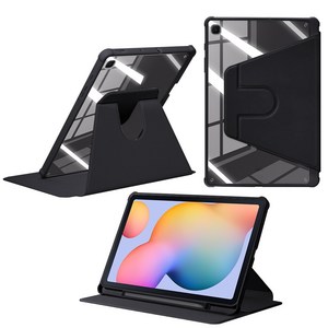 DANYCASE 아크릴 회전 가능 태블릿 커버 삼성 갤럭시 탭 케이스, 블랙, 1개