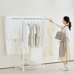 양드레 키다리 빨래건조대 이동접이식 대형 아기 수건 원룸 튼튼한 이불건조대, 화이트