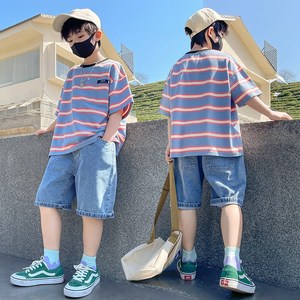 밀크봉봉 초등생 남아 반팔 티셔츠+청반바지 세트(G67)