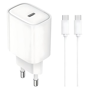 코끼리 GaN PD 25W C타입 1포트 초고속 충전기 + C타입-C타입 고속 충전 케이블 1.2m 세트 KWC-S25P1C, 화이트, 1세트