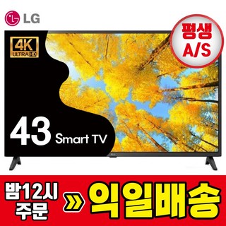 LG전자 43인치 109cm 4K UHD 스마트TV HDR OTT 넷플릭스 소형TV 43UQ7500 기사방문설치, 방문설치, 스탠드형, 109cm(43인치)