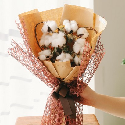 아스파시아 멜리사 생화 하트 목화꽃다발