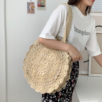 지니얼 여성용 레이스 라탄 왕골 가방 A5301