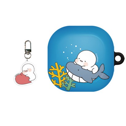 옴팡이 갤럭시 버즈2프로/버즈2/버즈프로/버즈라이브 팡팡 하드 케이스 키링