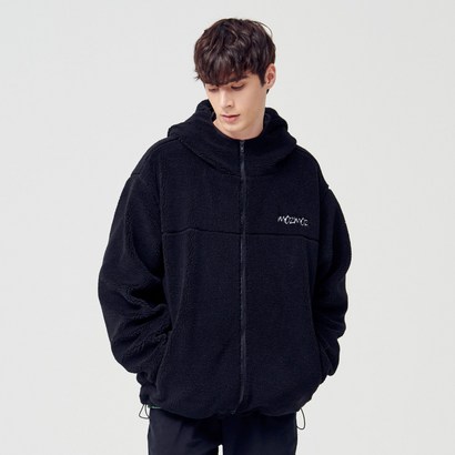 모즈모즈 시그니처 자수 플리스 후드집업