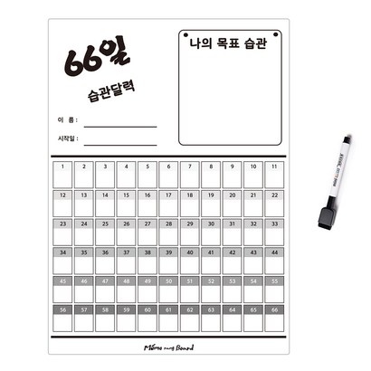 스파이더 메모보드 66일 습관달력 화이트