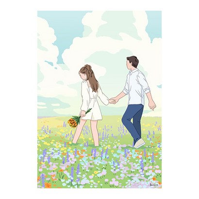 위모던 일러스트 포스터 소르르 꽃길만 걸어요