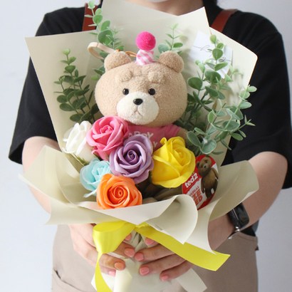 모리앤 19곰 테드곰 인형꽃다발 핑크고깔테드 리뷰후기