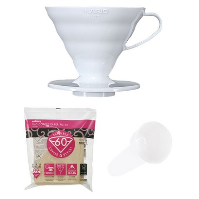 하리오 V60 핸드 드립 34인용 드리퍼 VD-02W 여과지 VCF-02- 계량스푼