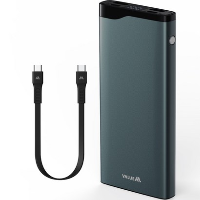 밸류엠 225W 고속 충전 D 메탈 보조배터리 Ah 5W CtoC케이블