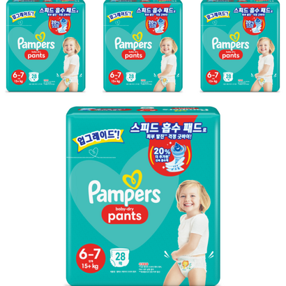 팸퍼스 베이비드라이 팬티형 기저귀 XX 6-7단계