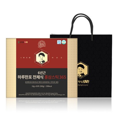 고철남홍삼 짜먹는 6년근 하루한포 전체식 홍삼스틱365 쇼핑백