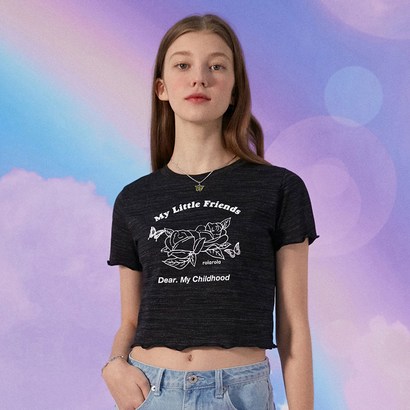 로라로라 여성용 SLUB FLOWER CROP T-SHIRT TS-21325 리뷰후기