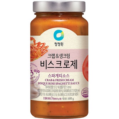청정원 크랩&생크림 비스크로제 스파게티소스