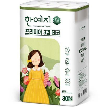 한예지 프리미어 3겹데코 화장지 천연펄프 30 랜덤발송 리뷰후기