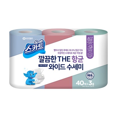 스카트 THE 깔끔한 항균 와이드 수세미 3종