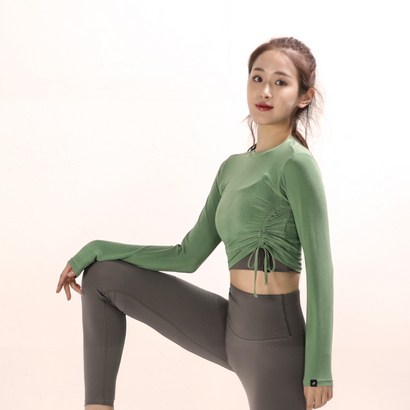 여성용 사이드 라운드셔링 크롭 롱슬리브 2395