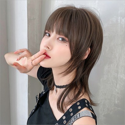 하이유니 울프컷 뱅헤어 통가발 가발 가발망 거치대 랜덤발송