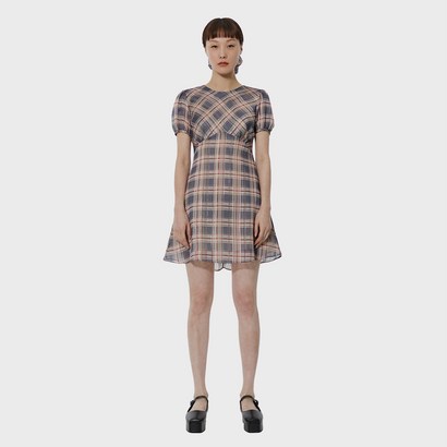큐리티 C METALLIC CHECK MINI DRESS 리뷰후기